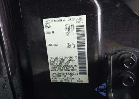 2011 Nissan Maxima 3.5 S z USA, uszkodzony, nr VIN 1N4AA5AP5BC856511